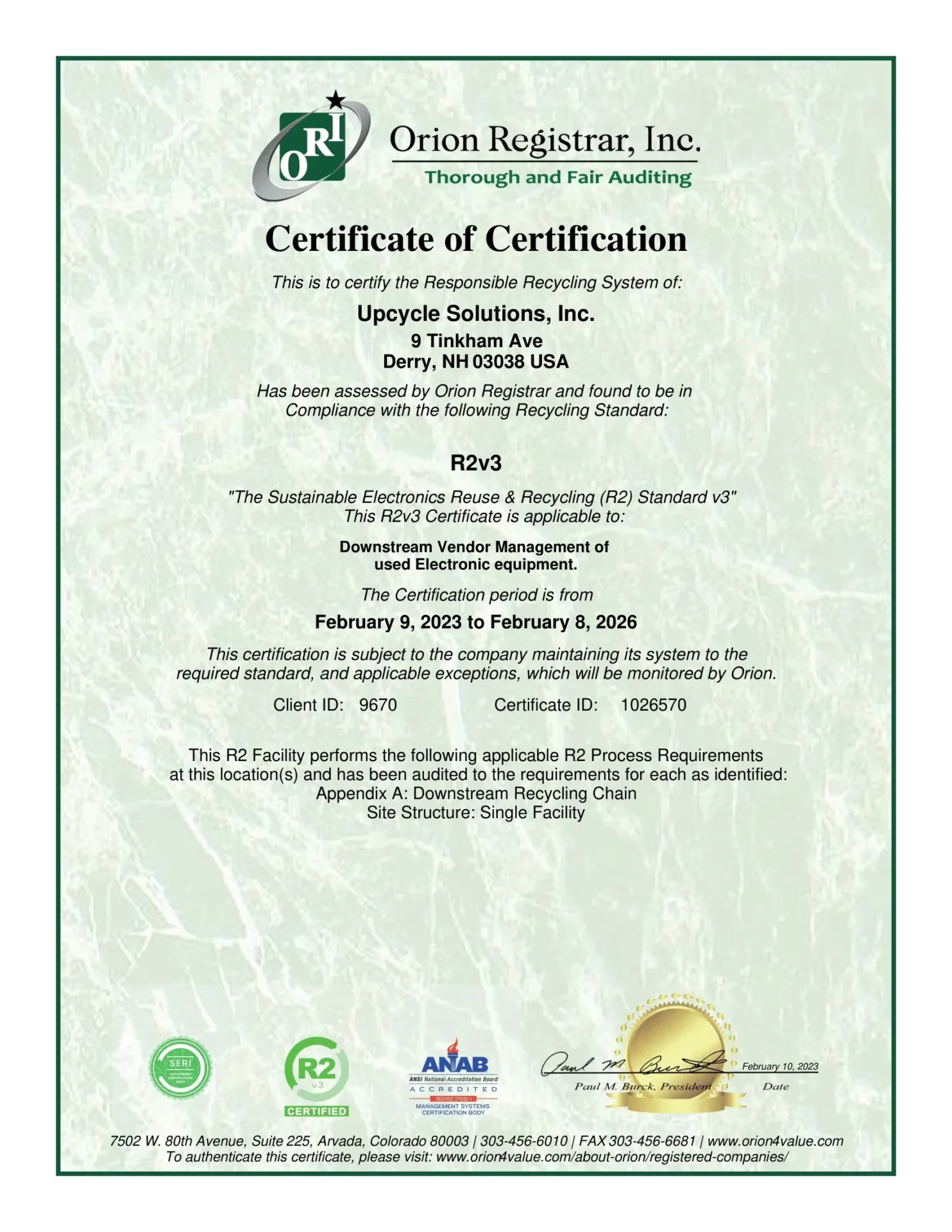 A certificate of certification for an organic vegetable garden.